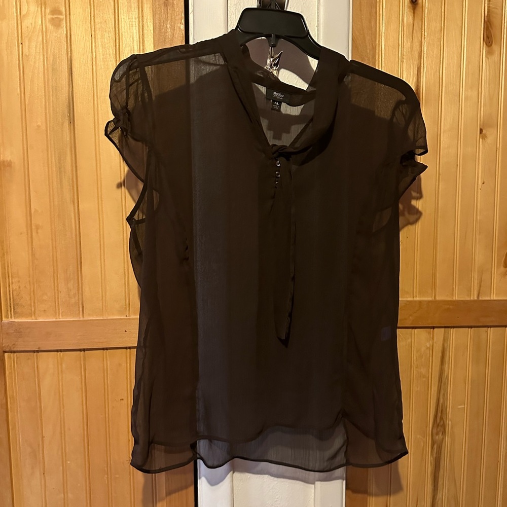 19. Massimo Sheer Brown Bow Tie Blouse